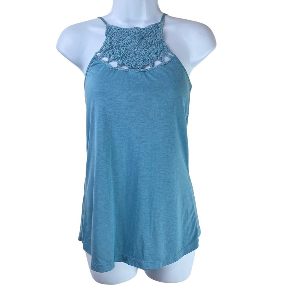 Crochet Halter Top Teal Mossimo Size Large
